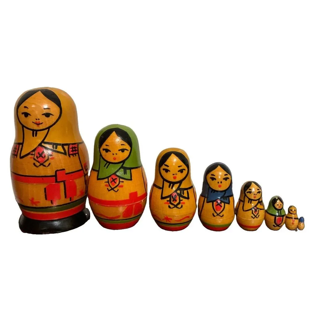Matryoshka Yoshkar-Ola Traditional Nesting Doll Hand Painted Set Of 8